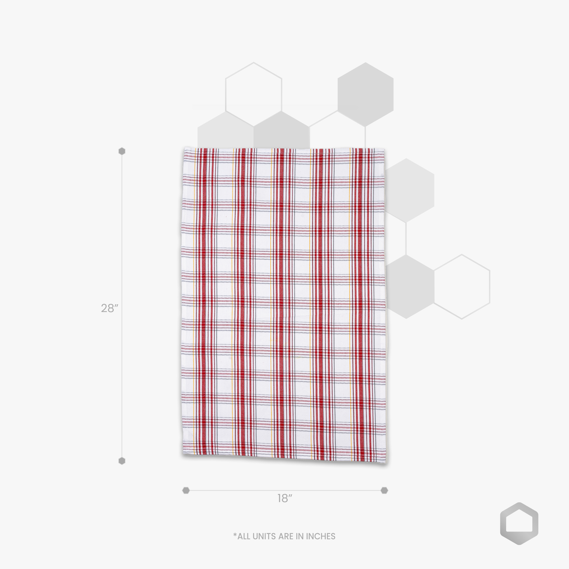 Dobby Checks Kitchen Towel-Strawberry fields (Set/3)