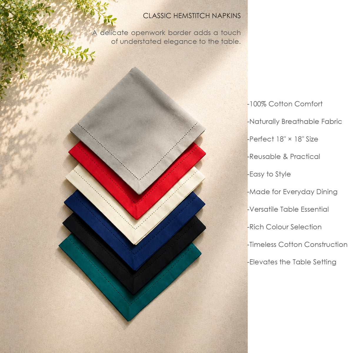 Table For Two - Classic Hemstitch Napkins (set/12)