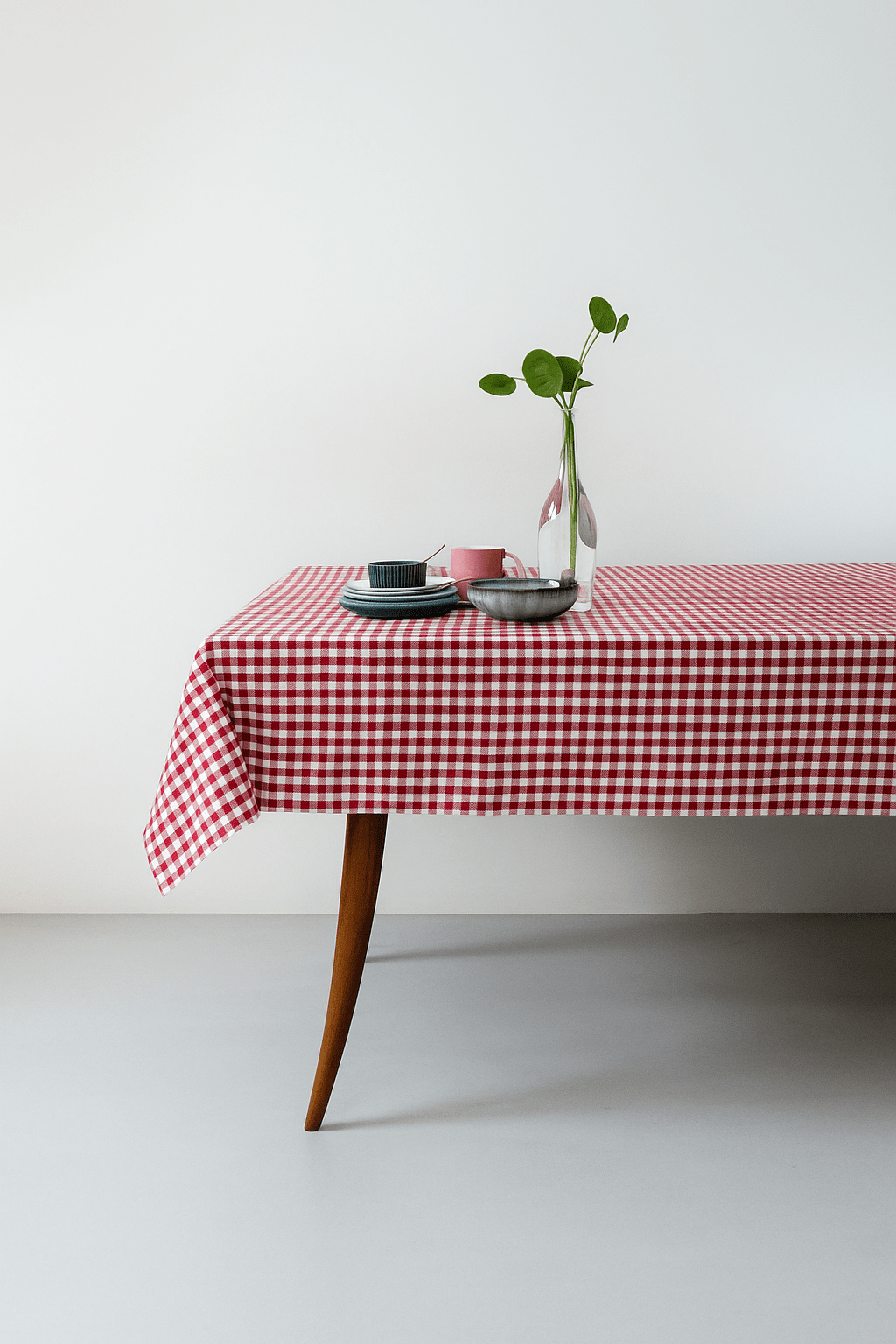 Cherry grid Gingham Cotton Tablecloth Collection