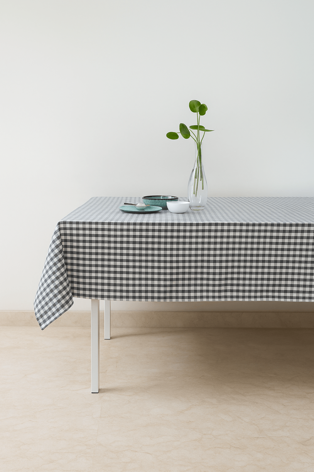 Fog check Gingham Cotton Tablecloth Collection