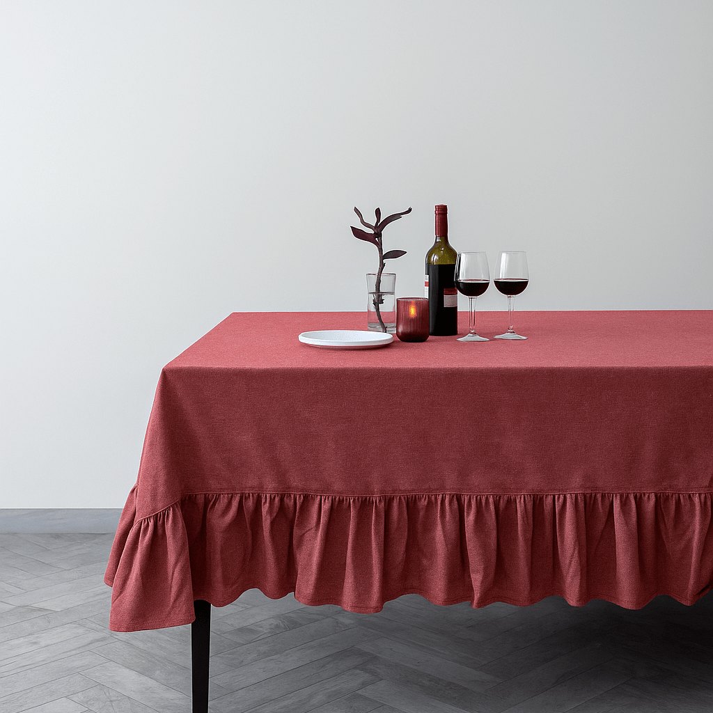 Roch Slub Cotton Tablecloth With Frill
