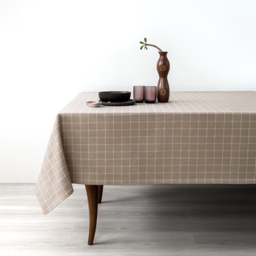 Sand Grid Dobby Check Cotton Tablecloth
