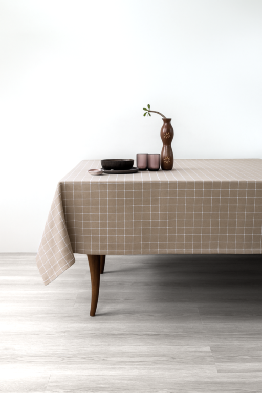 Sand Grid Dobby Check Cotton Tablecloth