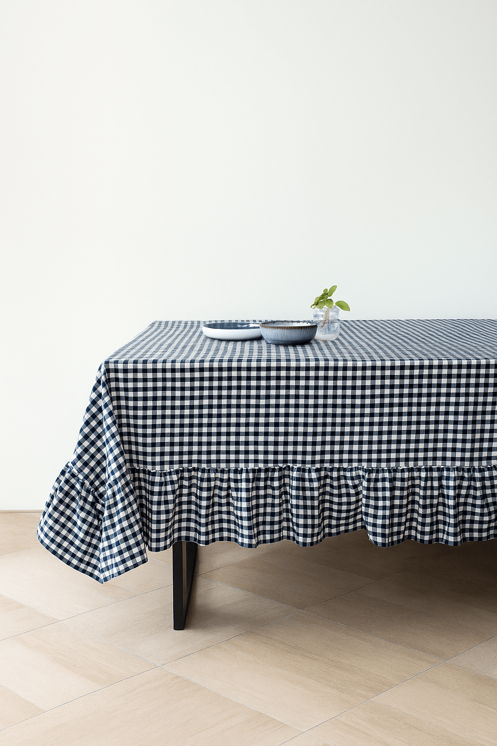 Shadow check Premium Cotton Table Cloth With Frill
